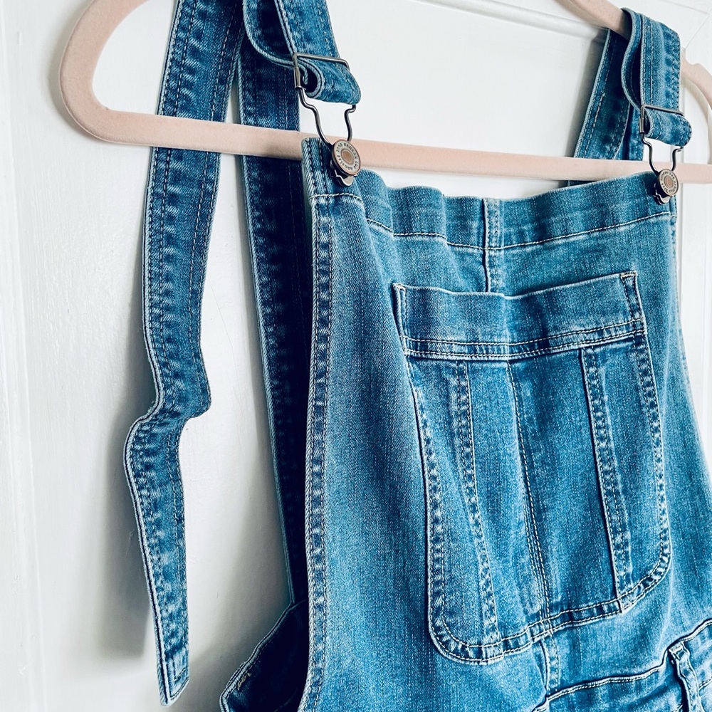 KanCan Medium Wash Blue Distressed Women's Denim Overalls - Picture 3 of 7